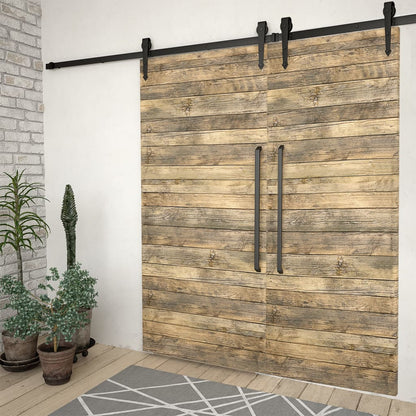 Kit di Binari per Porte Scorrevoli 2 pz 200 cm Acciaio Nero | homemem39