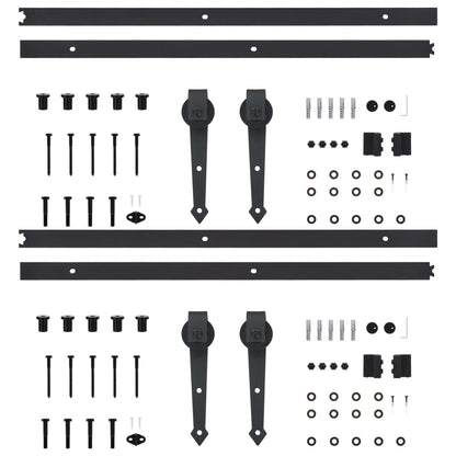 Kit di Binari per Porte Scorrevoli 2 pz 200 cm Acciaio Nero
