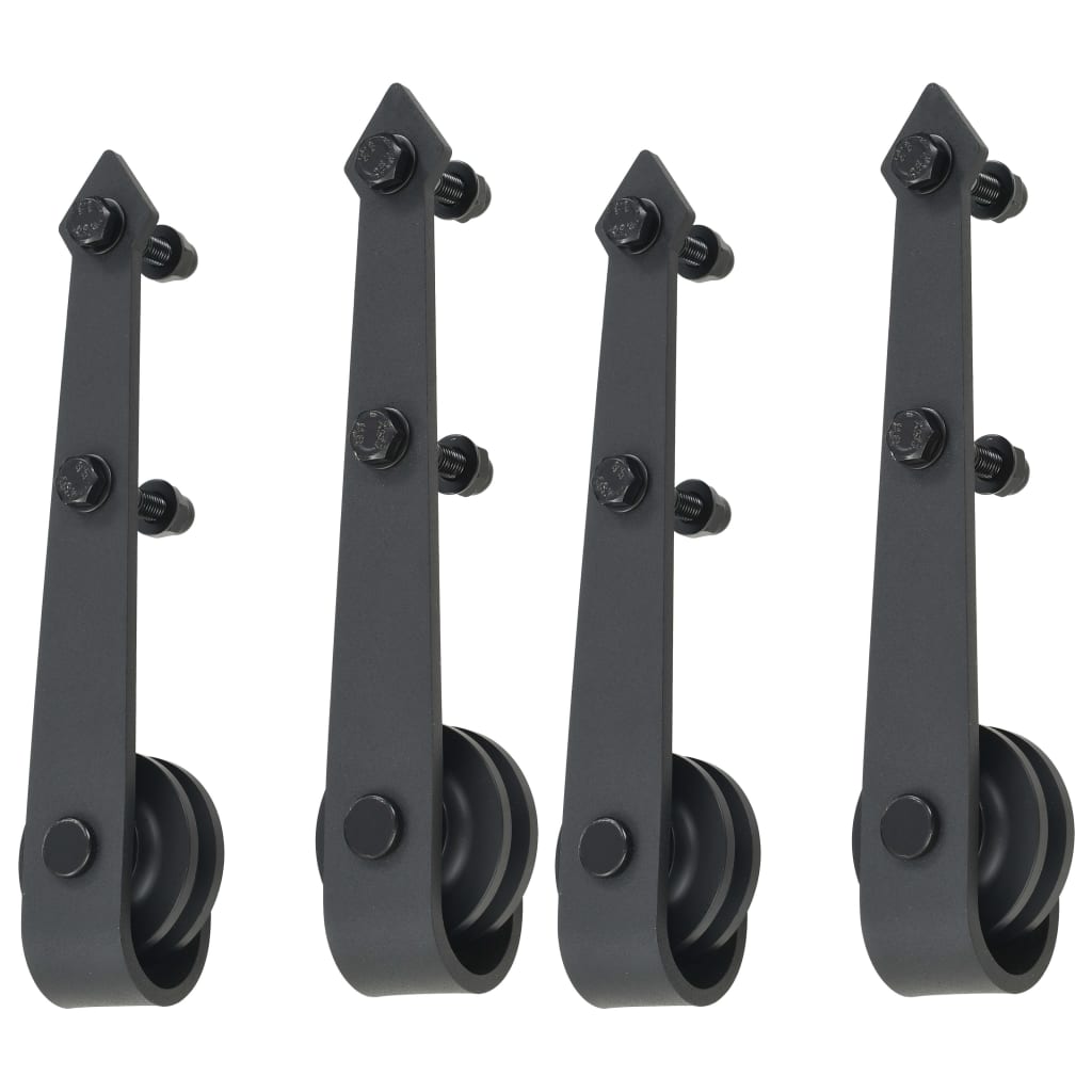 Kit di Binari per Porte Scorrevoli 2 pz 200 cm Acciaio Nero | homemem39