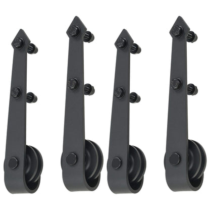 Kit di Binari per Porte Scorrevoli 2 pz 200 cm Acciaio Nero | homemem39