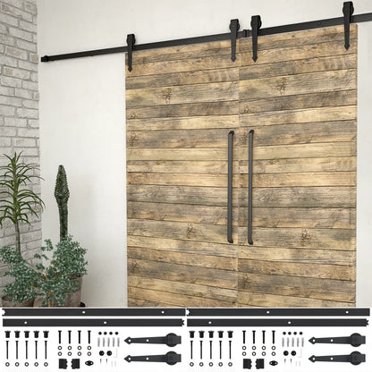 Kit di Binari per Porte Scorrevoli 2 pz 200 cm Acciaio Nero | homemem39