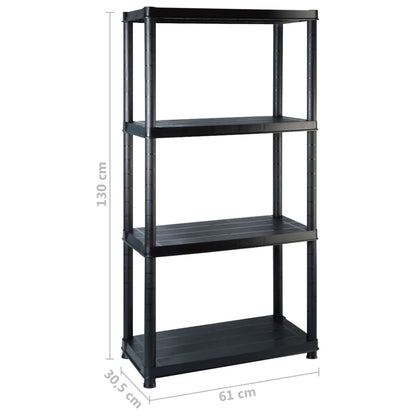 Scaffale a 4 Ripiani Nero 244x30,5x130 cm in Plastica