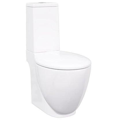 Vaso WC in Ceramica da Bagno Rotondo Base con Scarico Bianco - homemem39
