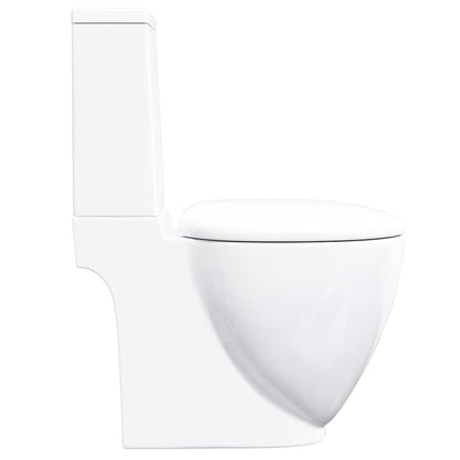 Vaso WC in Ceramica da Bagno Rotondo Base con Scarico Bianco