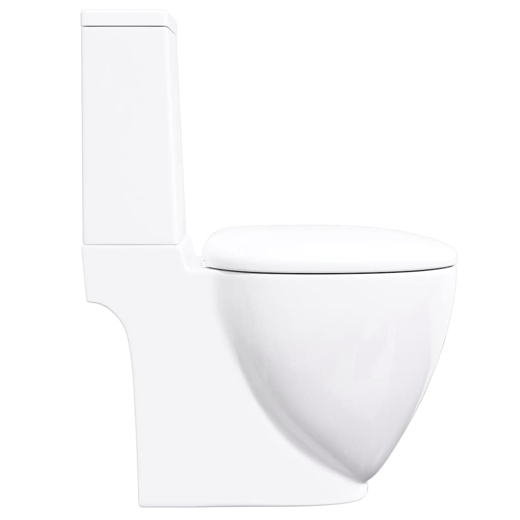 Vaso WC in Ceramica da Bagno Rotondo Base con Scarico Bianco - homemem39