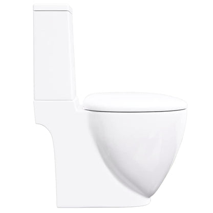 Vaso WC in Ceramica da Bagno Rotondo Base con Scarico Bianco - homemem39