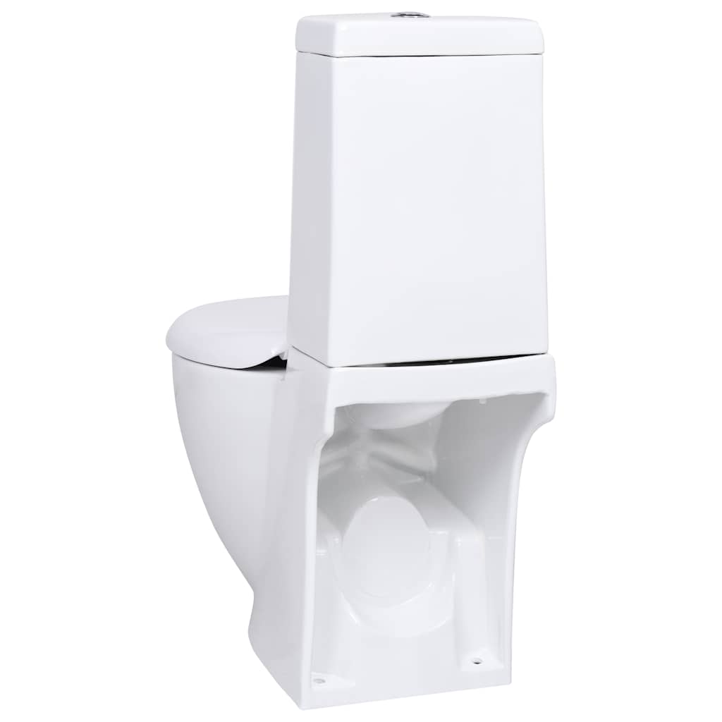 Vaso WC in Ceramica da Bagno Rotondo Base con Scarico Bianco