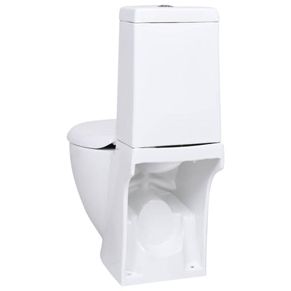 Vaso WC in Ceramica da Bagno Rotondo Base con Scarico Bianco