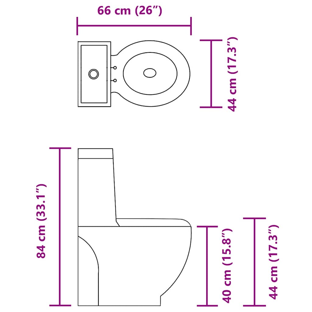 Vaso WC in Ceramica da Bagno Rotondo Base con Scarico Bianco - homemem39