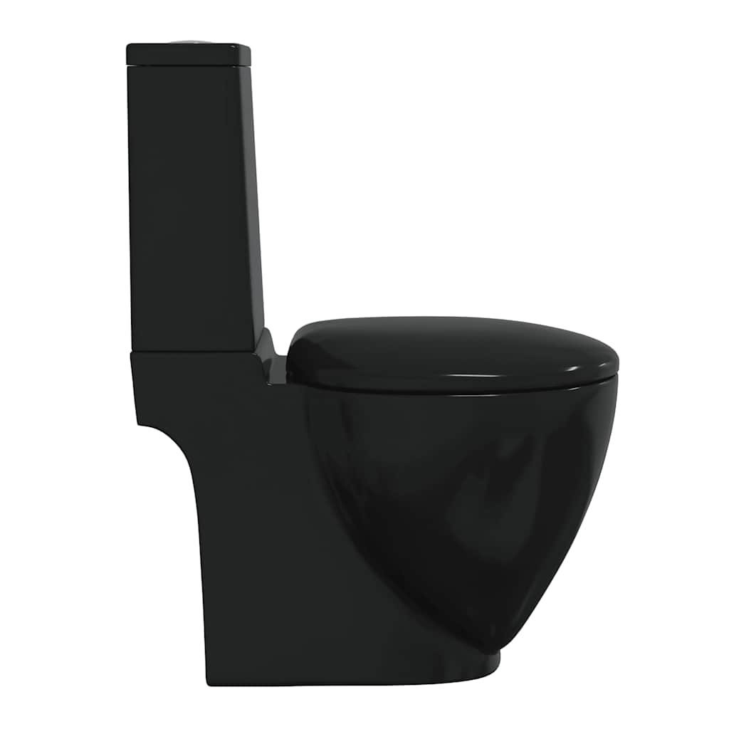 Vaso WC in Ceramica da Bagno Rotondo Base con Scarico Nero - homemem39