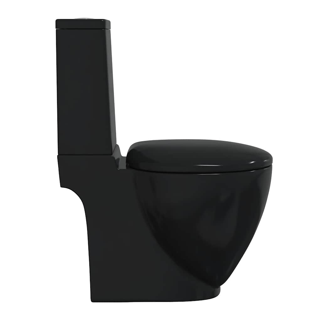 Vaso WC in Ceramica da Bagno Rotondo Base con Scarico Nero