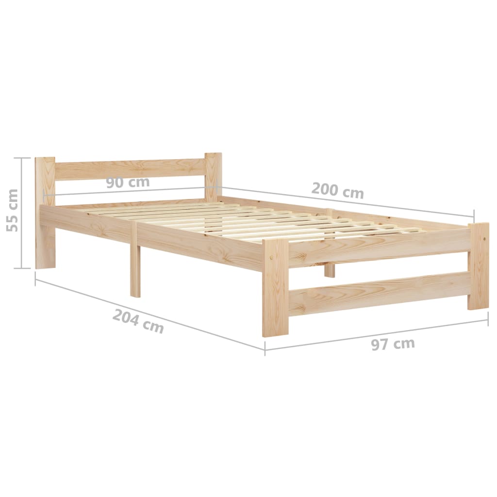 Giroletto senza Materasso 90x200 cm in Legno Massello di Pino