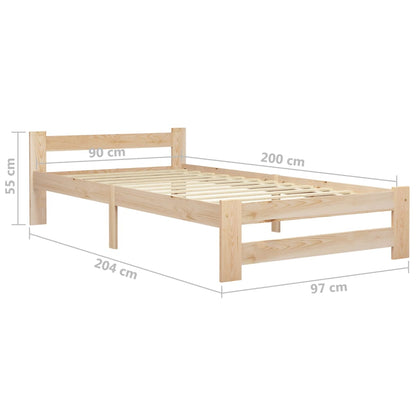 Giroletto senza Materasso 90x200 cm in Legno Massello di Pino