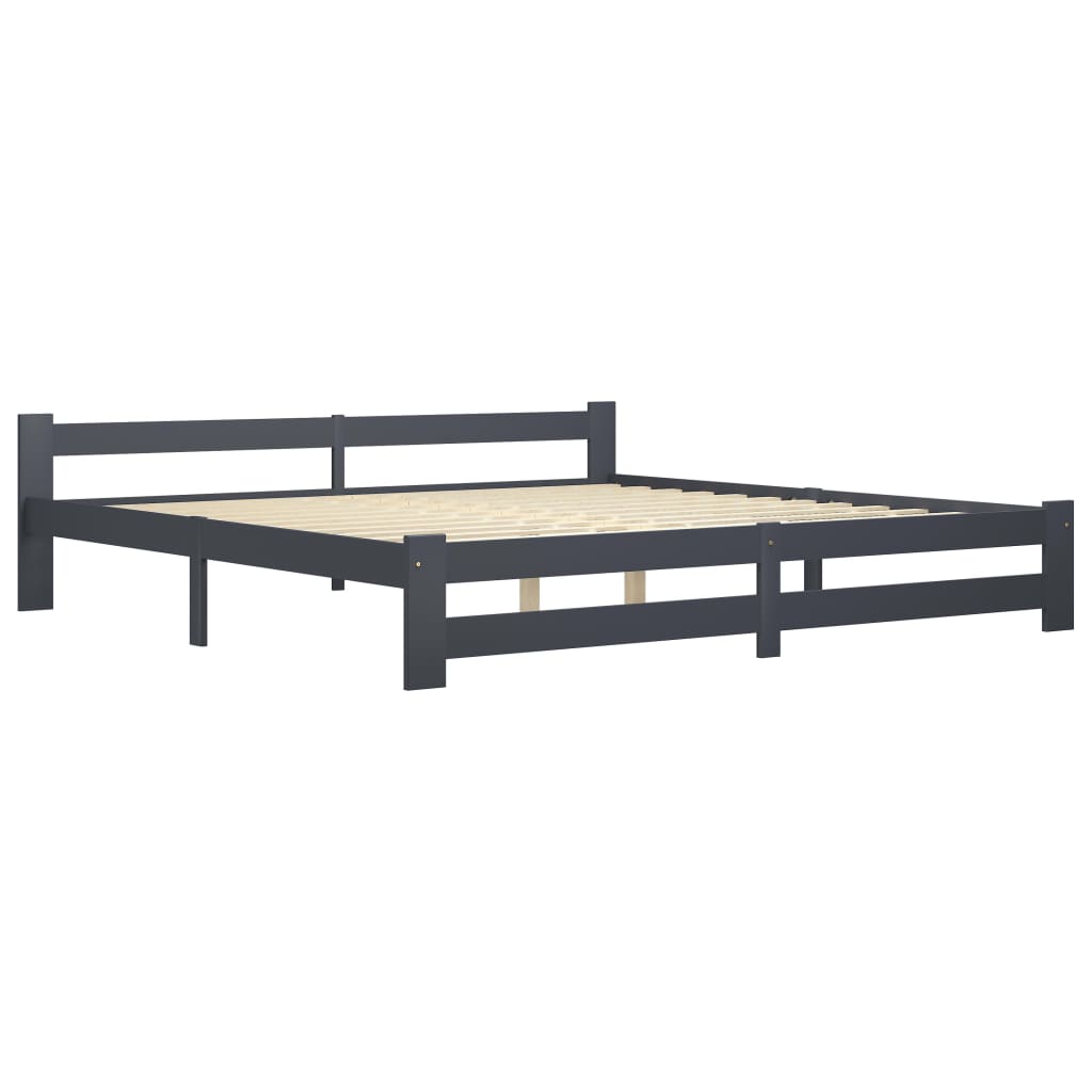 Giroletto senza Materasso Grigio Scuro 200x200 cm Legno Pino | homemem39