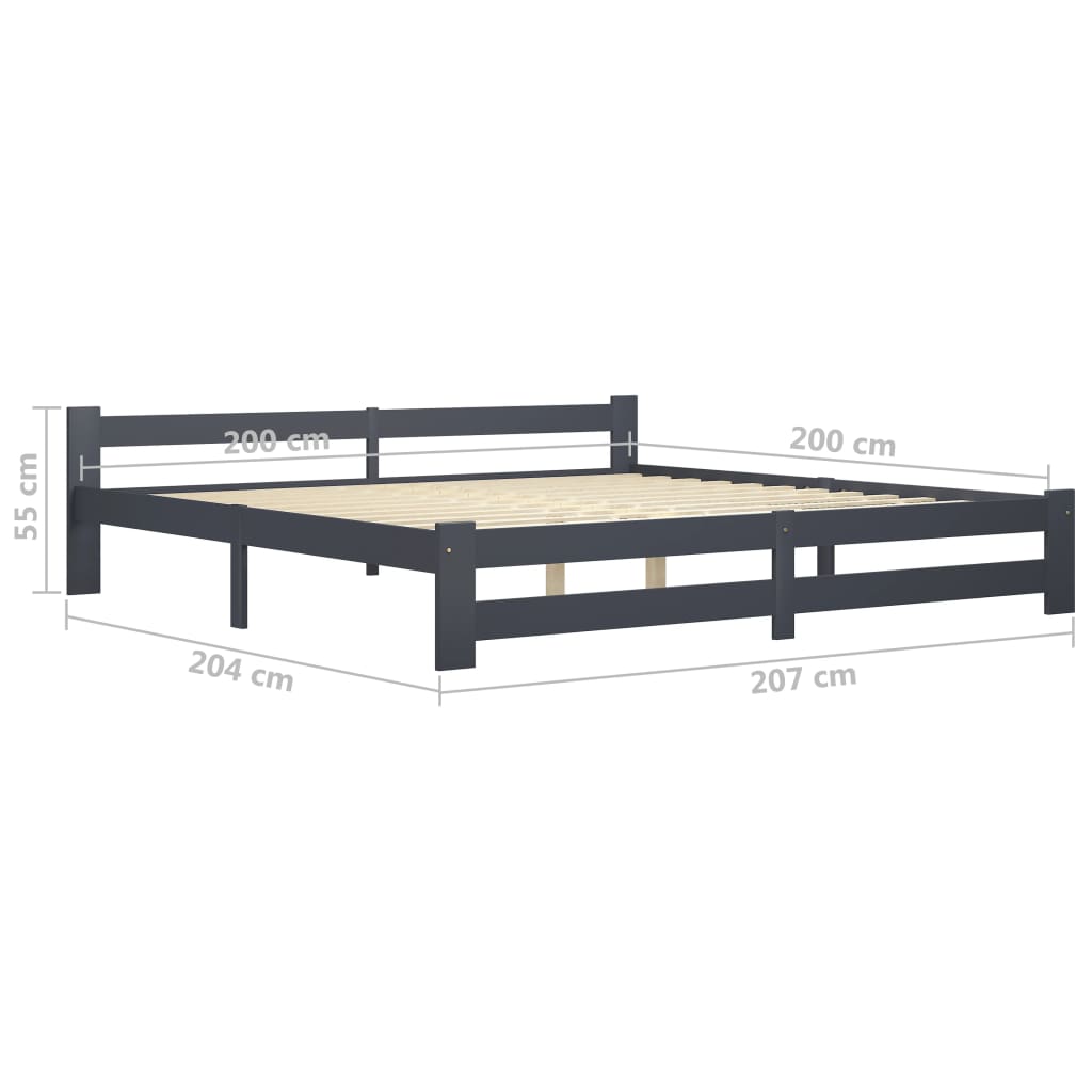 Giroletto senza Materasso Grigio Scuro 200x200 cm Legno Pino | homemem39