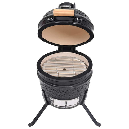 Barbecue Affumicatore 2 in 1 Kamado in Ceramica 56 cm Nero - homemem39
