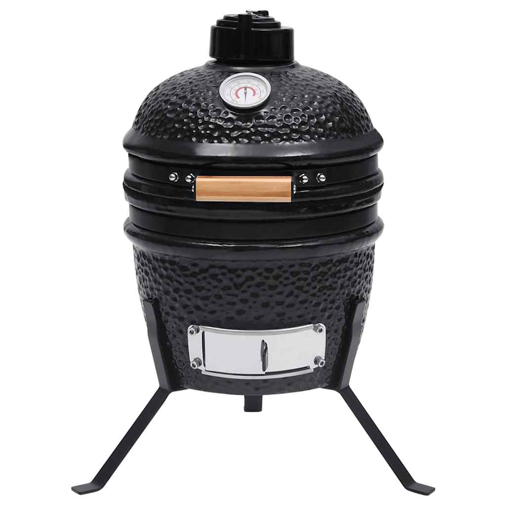 Barbecue Affumicatore 2 in 1 Kamado in Ceramica 56 cm Nero - homemem39