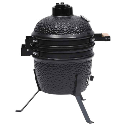 Barbecue Affumicatore 2 in 1 Kamado in Ceramica 56 cm Nero - homemem39