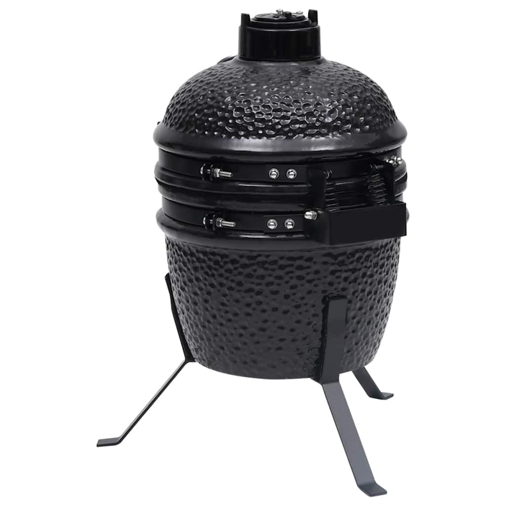 Barbecue Affumicatore 2 in 1 Kamado in Ceramica 56 cm Nero - homemem39