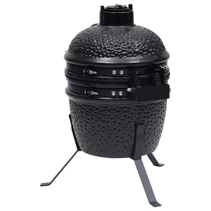 Barbecue Affumicatore 2 in 1 Kamado in Ceramica 56 cm Nero - homemem39