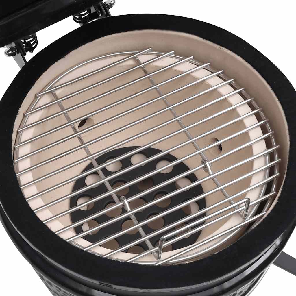 Barbecue Affumicatore 2 in 1 Kamado in Ceramica 56 cm Nero - homemem39