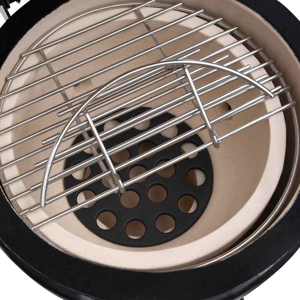 Barbecue Affumicatore 2 in 1 Kamado in Ceramica 56 cm Nero - homemem39