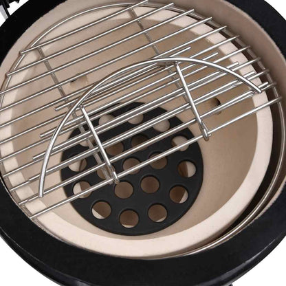 Barbecue Affumicatore 2 in 1 Kamado in Ceramica 56 cm Nero - homemem39