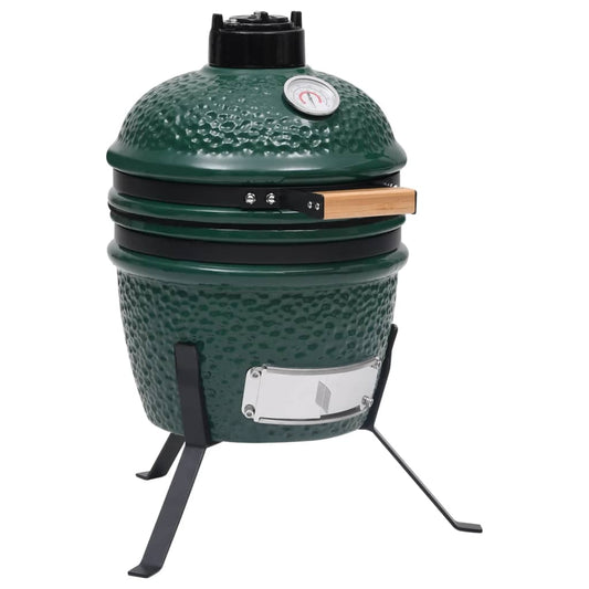 Barbecue Affumicatore 2 in 1 Kamado in Ceramica 56 cm Verde