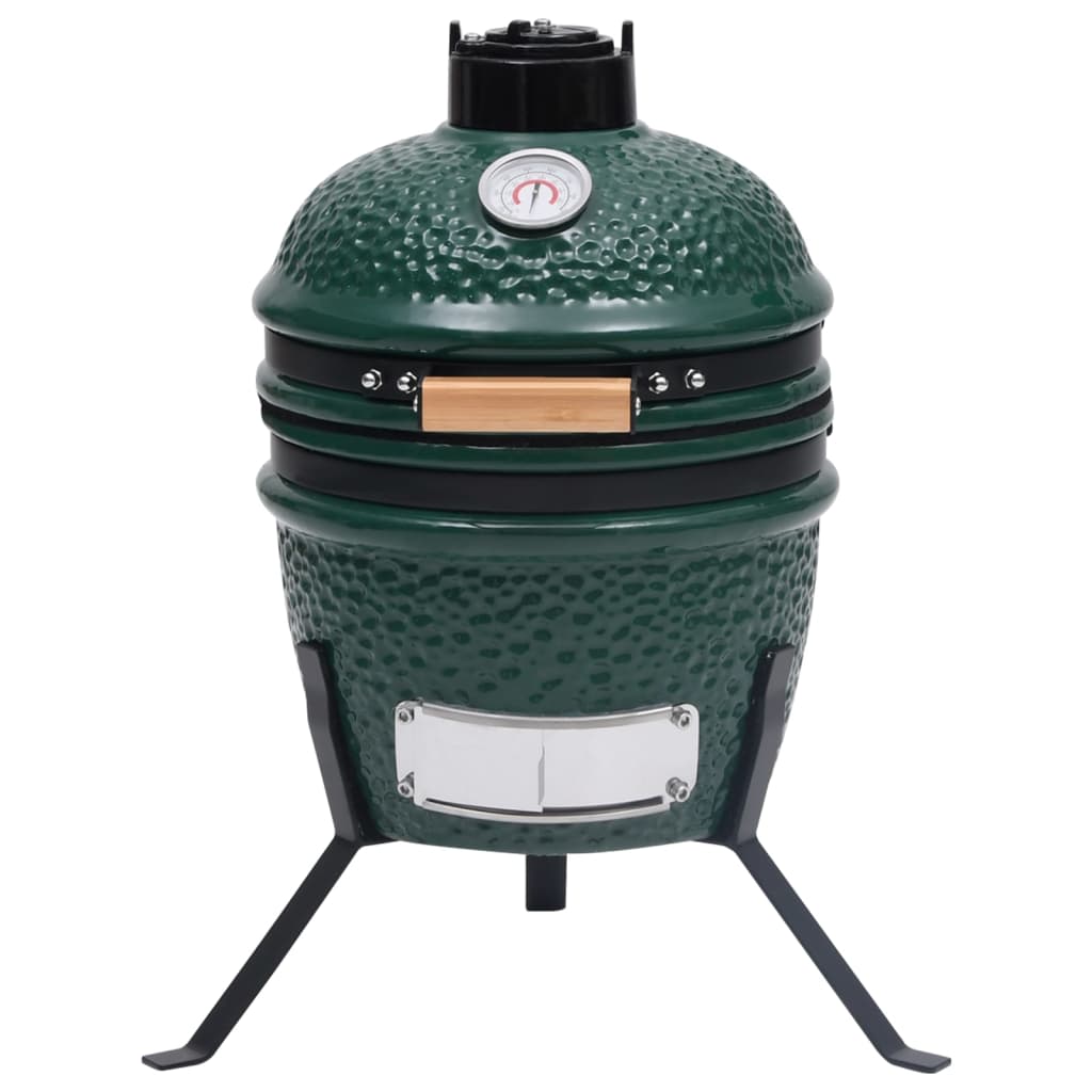 Barbecue Affumicatore 2 in 1 Kamado in Ceramica 56 cm Verde