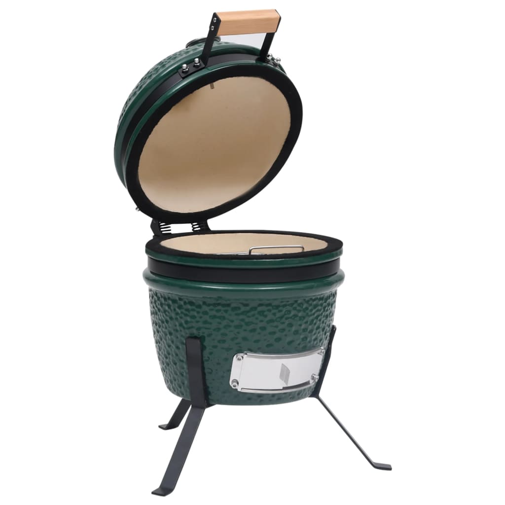 Barbecue Affumicatore 2 in 1 Kamado in Ceramica 56 cm Verde