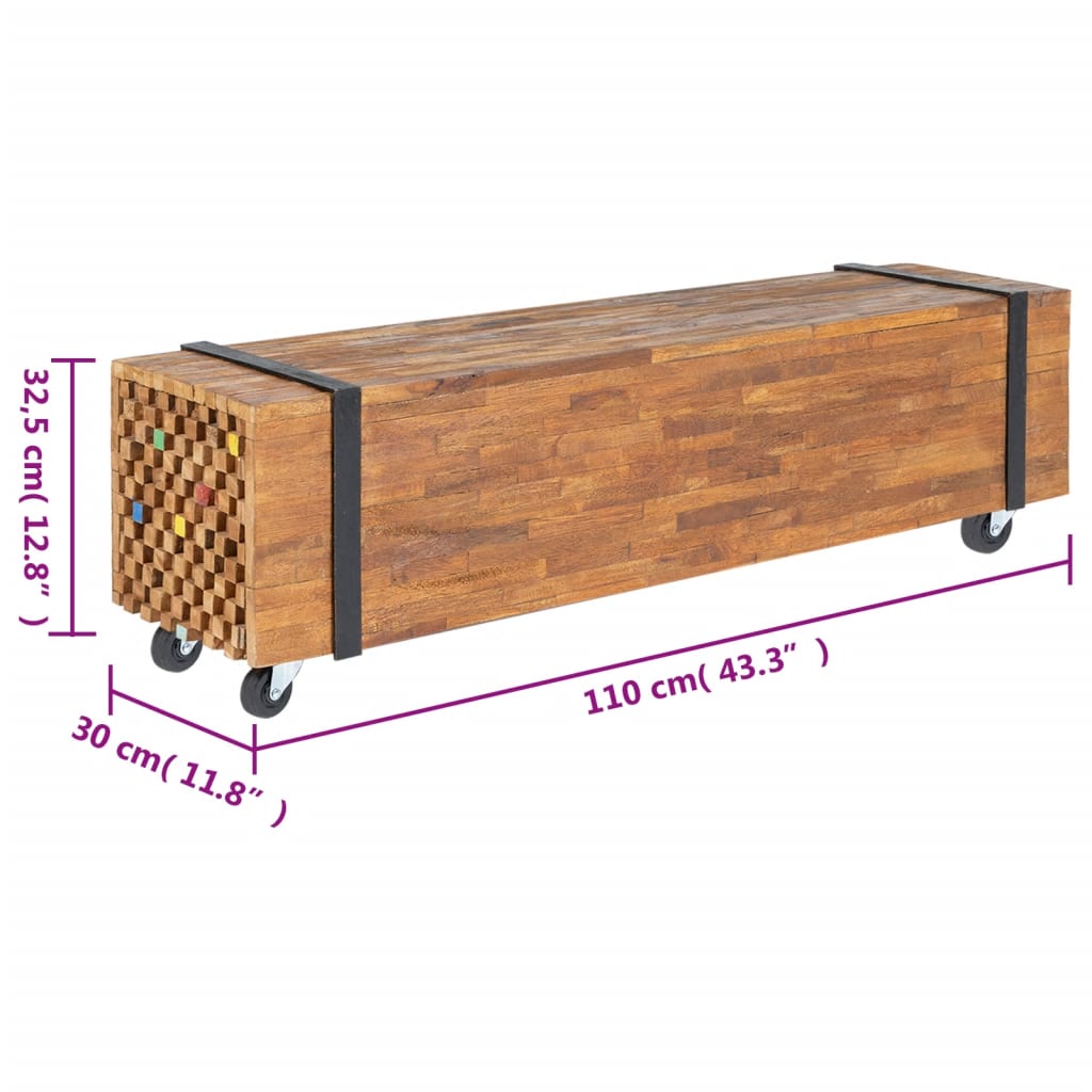 Mobile Porta TV 110x30x32,5 cm in Legno Massello di Teak