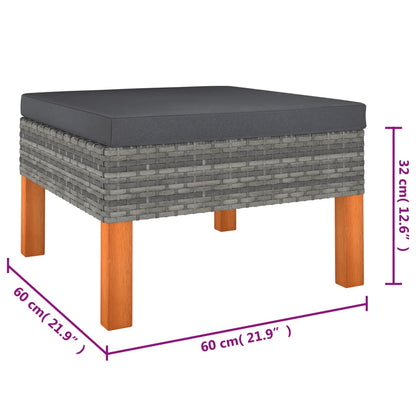 Set Divani da Giardino 6 pz con Cuscini in Polyrattan Grigio - homemem39