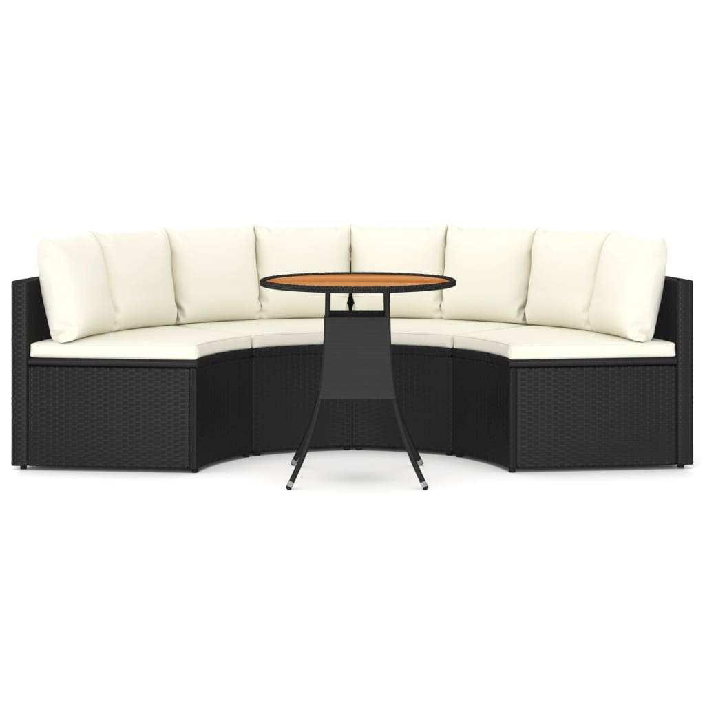 Set Divani da Giardino 5 pz con Cuscini in Polyrattan Nero