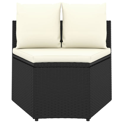 Set Divani da Giardino 5 pz con Cuscini in Polyrattan Nero