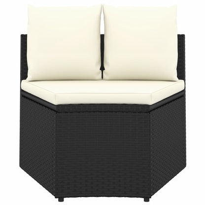 Set Divani da Giardino 5 pz con Cuscini in Polyrattan Nero