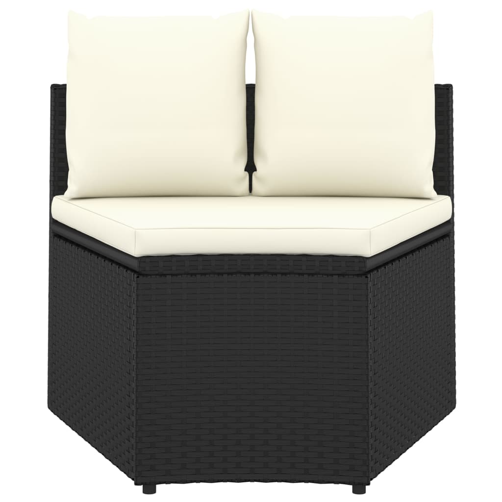 Set Divani da Giardino 4 pz con Cuscini in Polyrattan Nero