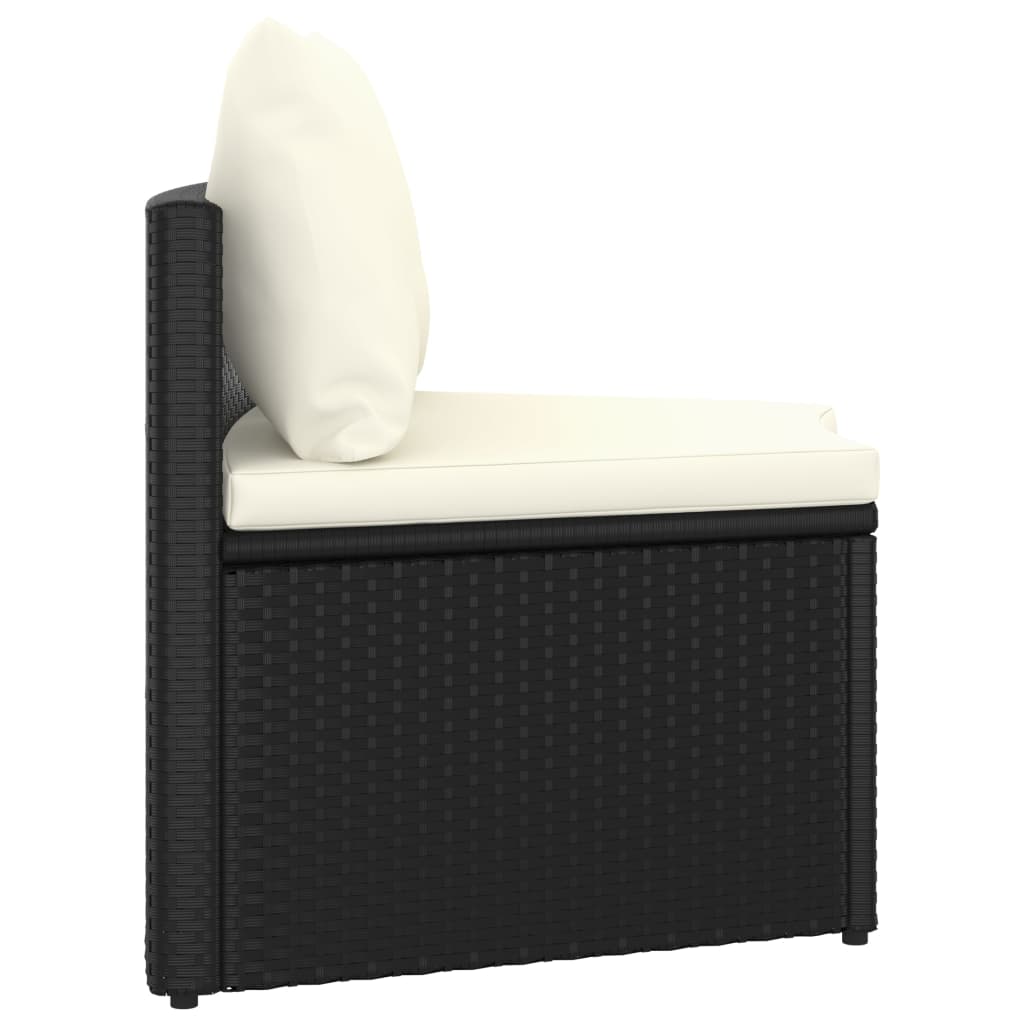 Set Divani da Giardino 4 pz con Cuscini in Polyrattan Nero