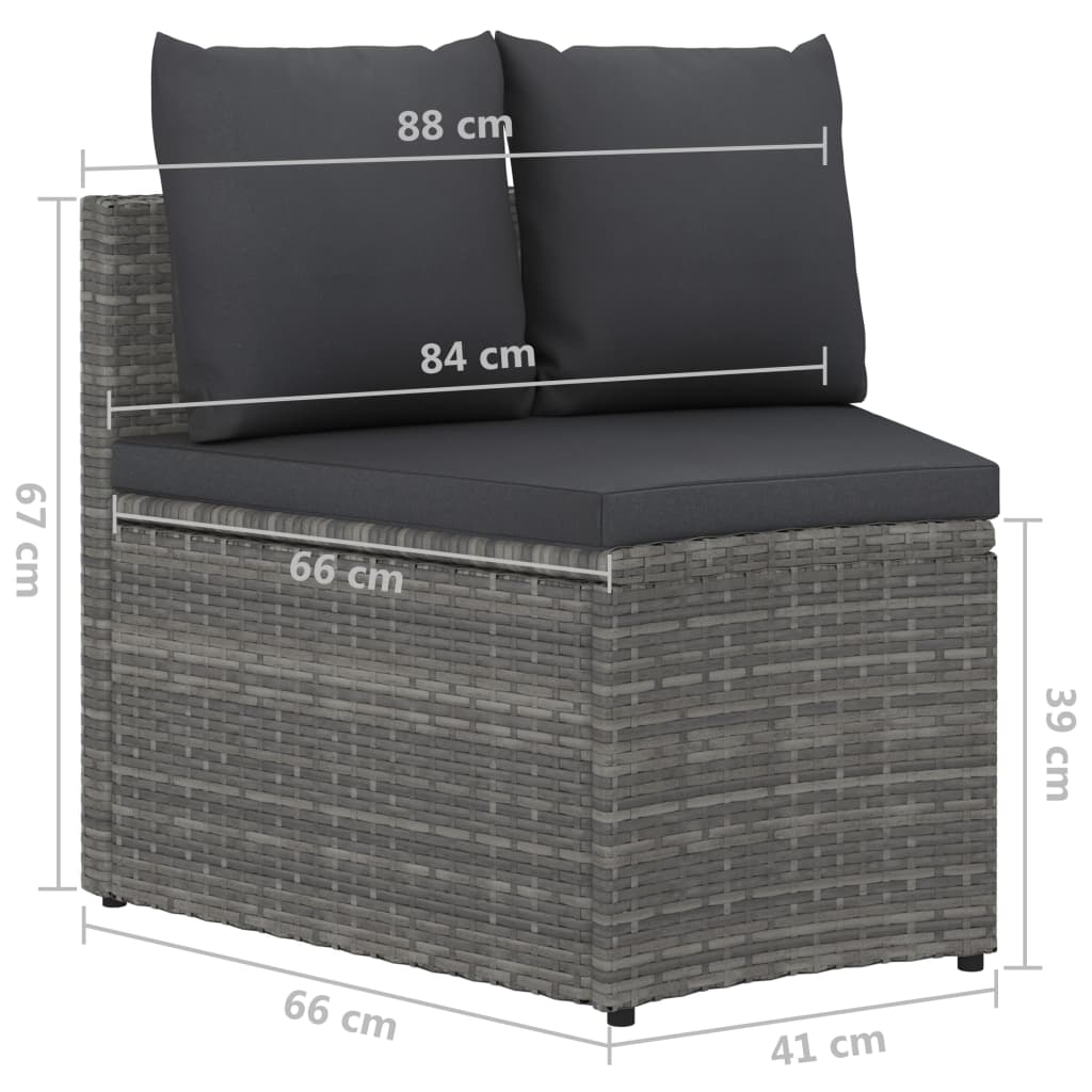 Set Divani da Giardino 4 pz con Cuscini in Polyrattan Grigio