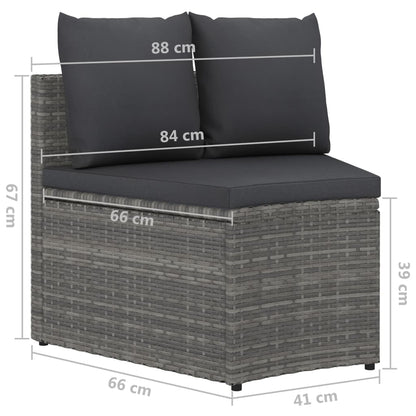 Set Divani da Giardino 4 pz con Cuscini in Polyrattan Grigio