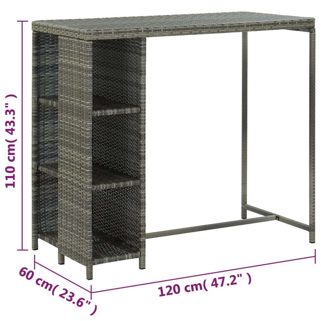 Set da Bar da Giardino 5 pz con Cuscini in Polyrattan Grigio - homemem39