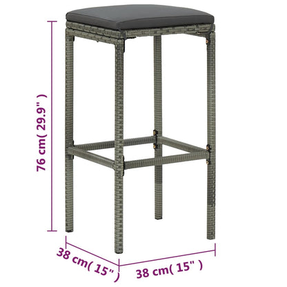 Set da Bar da Giardino 5 pz con Cuscini in Polyrattan Grigio - homemem39