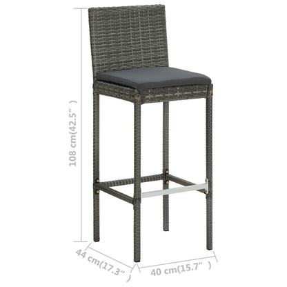 Set da Bar da Giardino 5 pz con Cuscini in Polyrattan Grigio