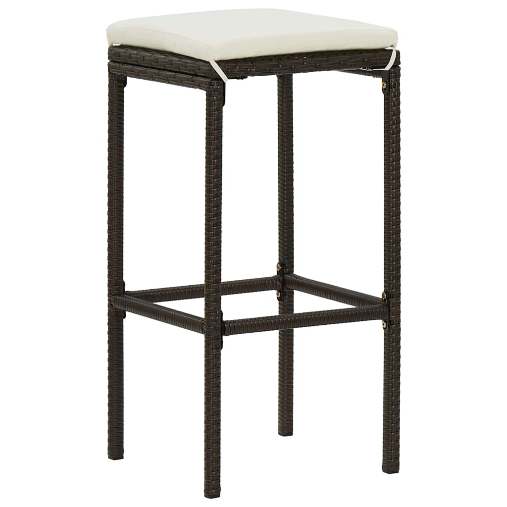 Set da Bar da Giardino 4 pz con Cuscini in Polyrattan Marrone | homemem39