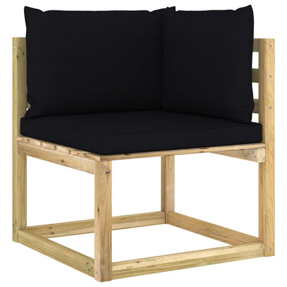 Garden Corner Sofas &amp; Cushions 2pcs Green Impregnated Pine