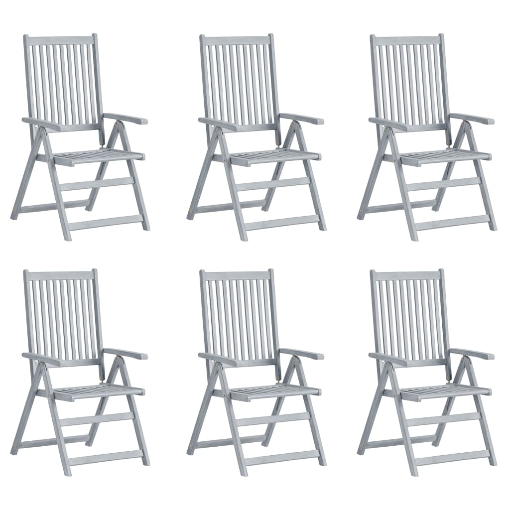 Sedie da Giardino Reclinabili 6 pz con Cuscini Massello Acacia | homemem39