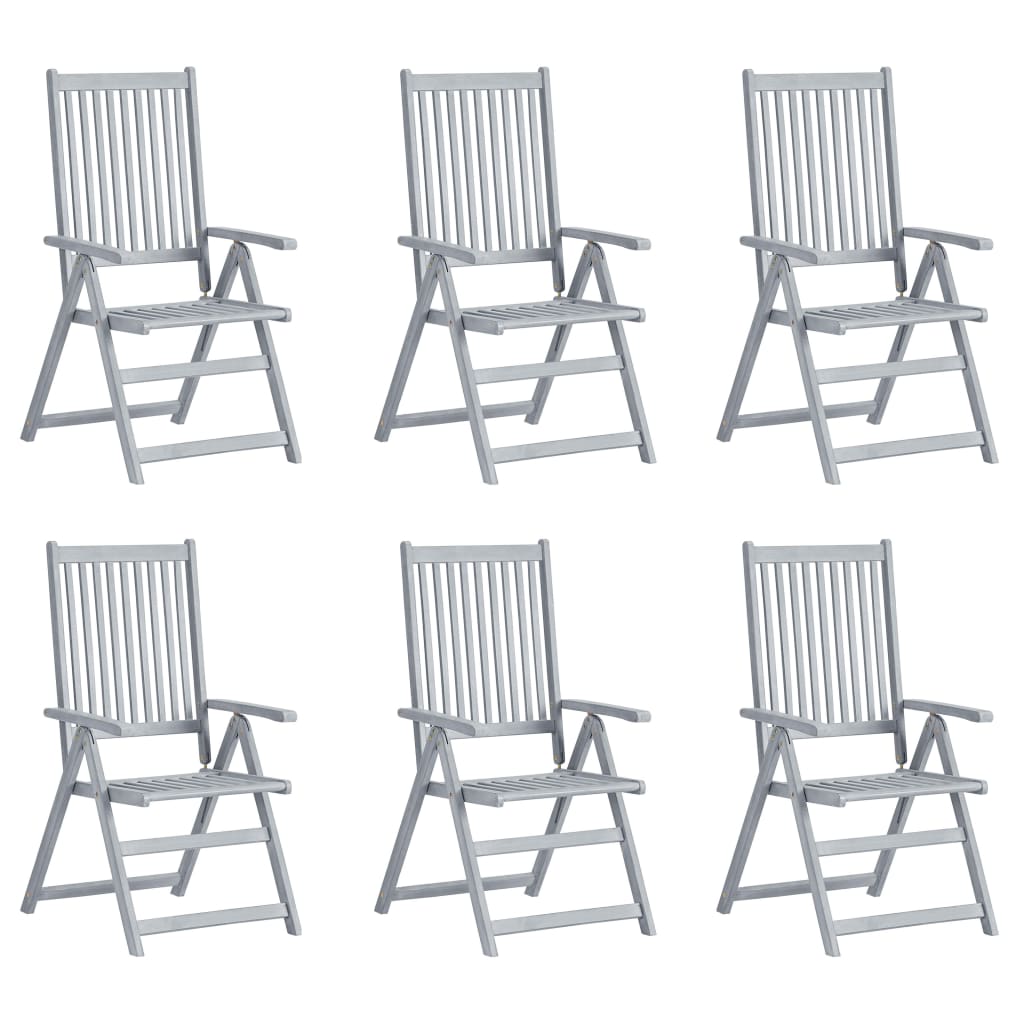 Sedie da Giardino Reclinabili 6 pz con Cuscini Massello Acacia | homemem39