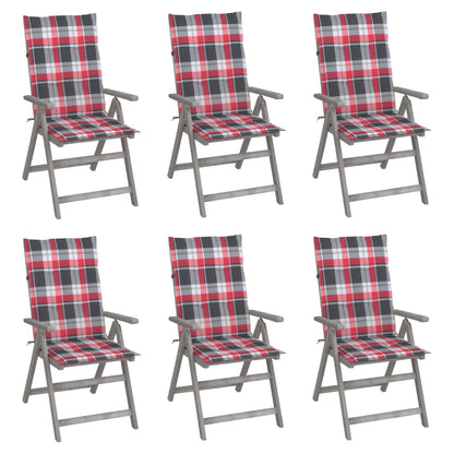 Reclining Garden Chairs 6 pcs with Solid Acacia Cushions