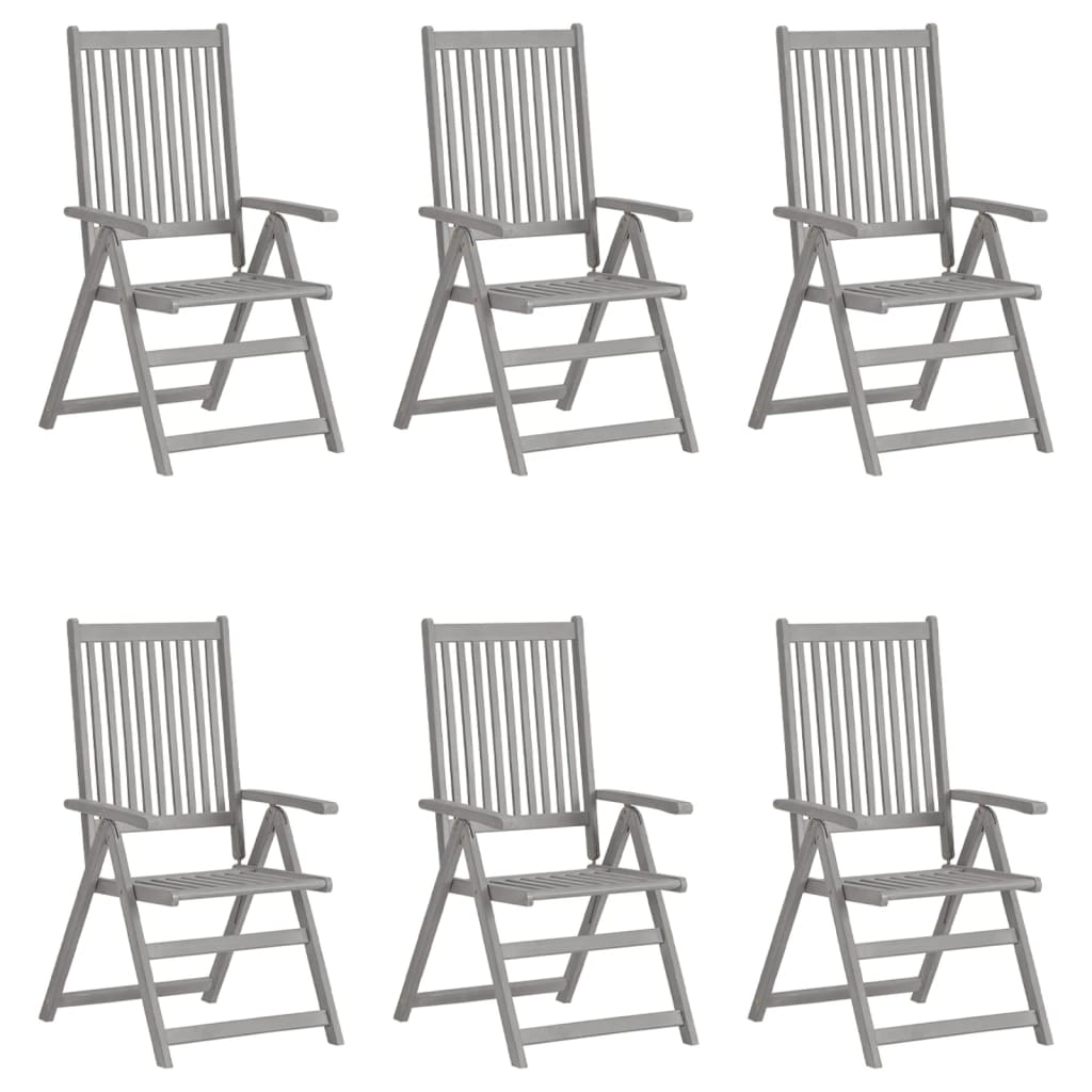 Reclining Garden Chairs 6 pcs with Solid Acacia Cushions