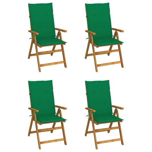 Reclining Garden Chairs 4 pcs with Solid Acacia Cushions