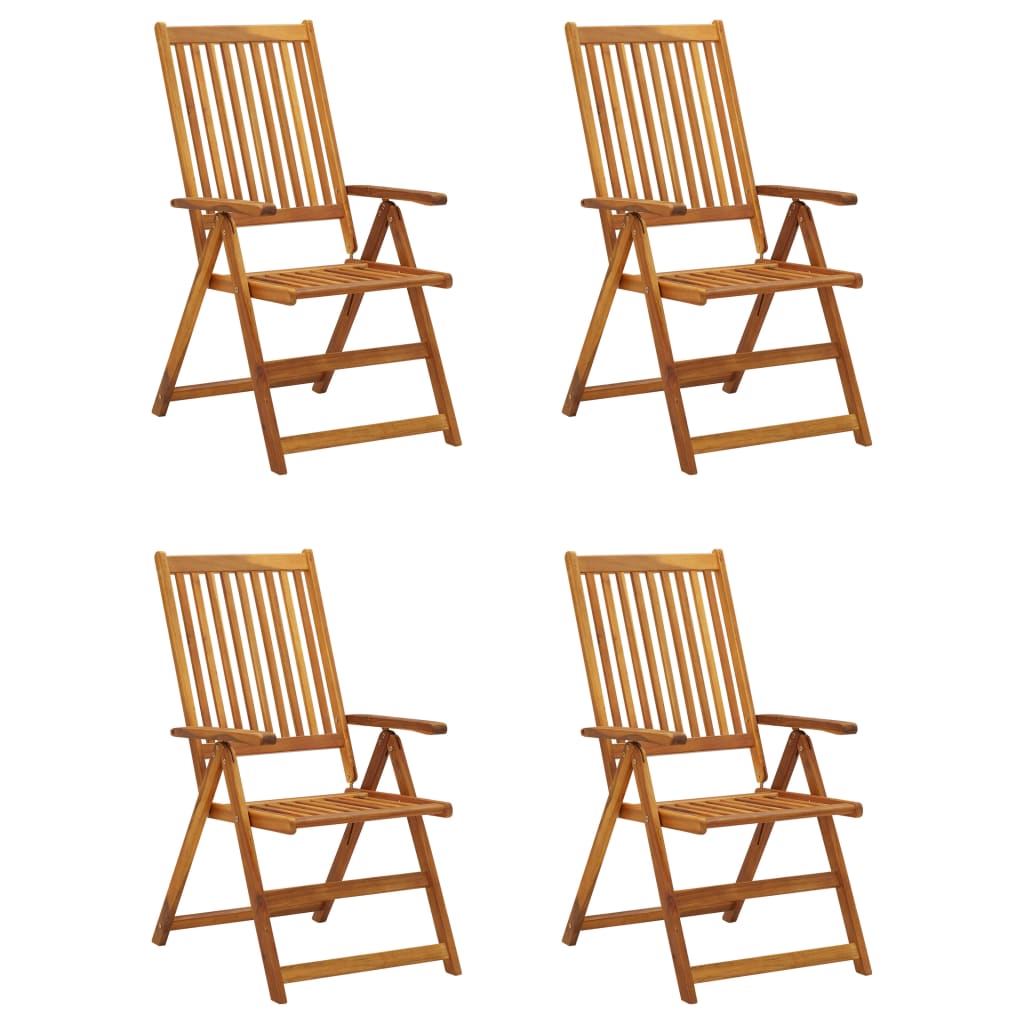 Reclining Garden Chairs 4 pcs with Solid Acacia Cushions